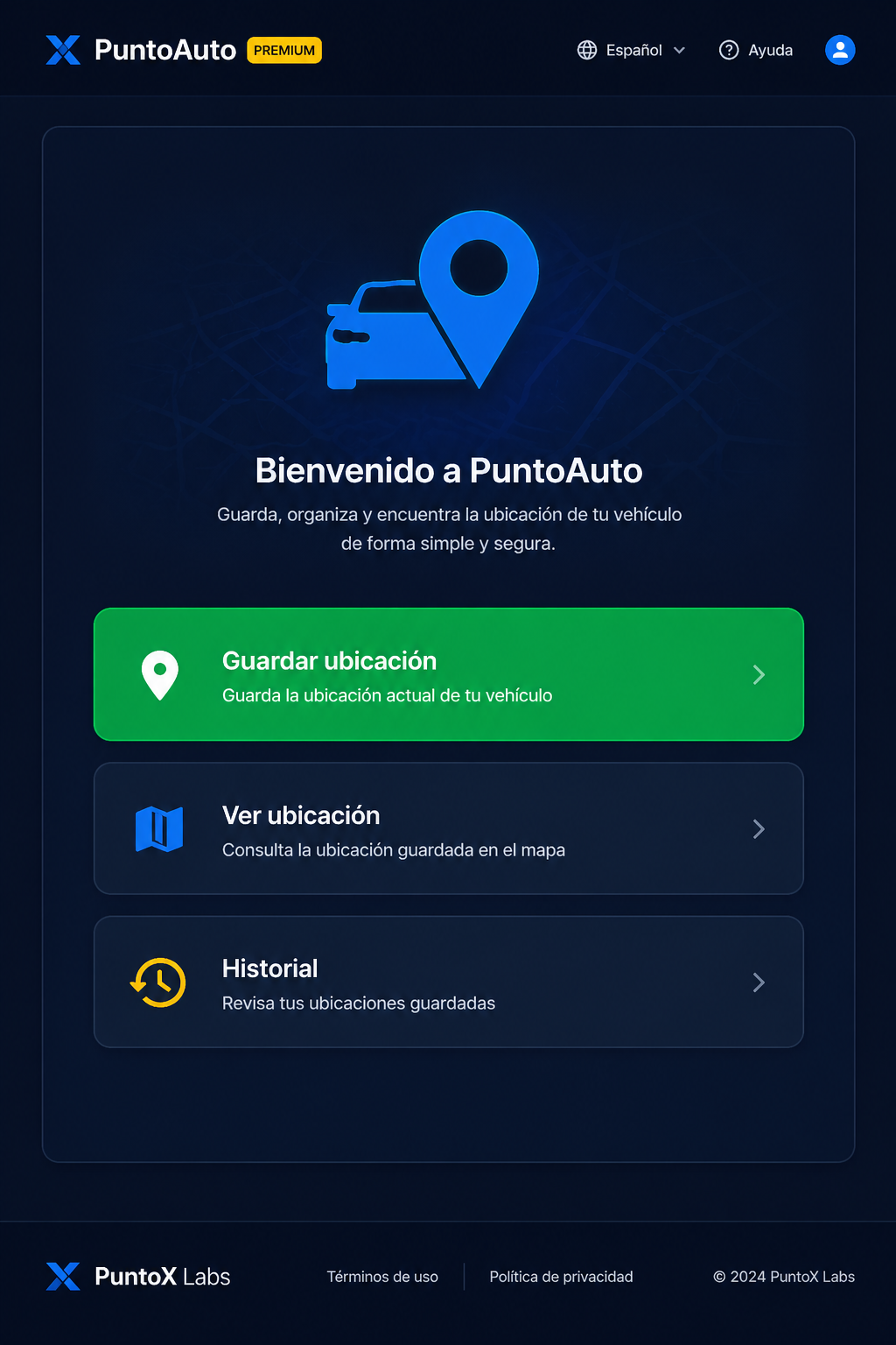 Pantalla principal PuntoAuto